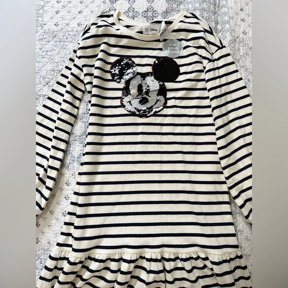 Gap x Disney sequin Minnie Mouse dress stripes NWT XXL